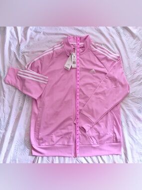 adidas Light Pink Track Jacket with White Stripes